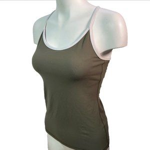 LULULEMON Army Green Tank Top with White Edging